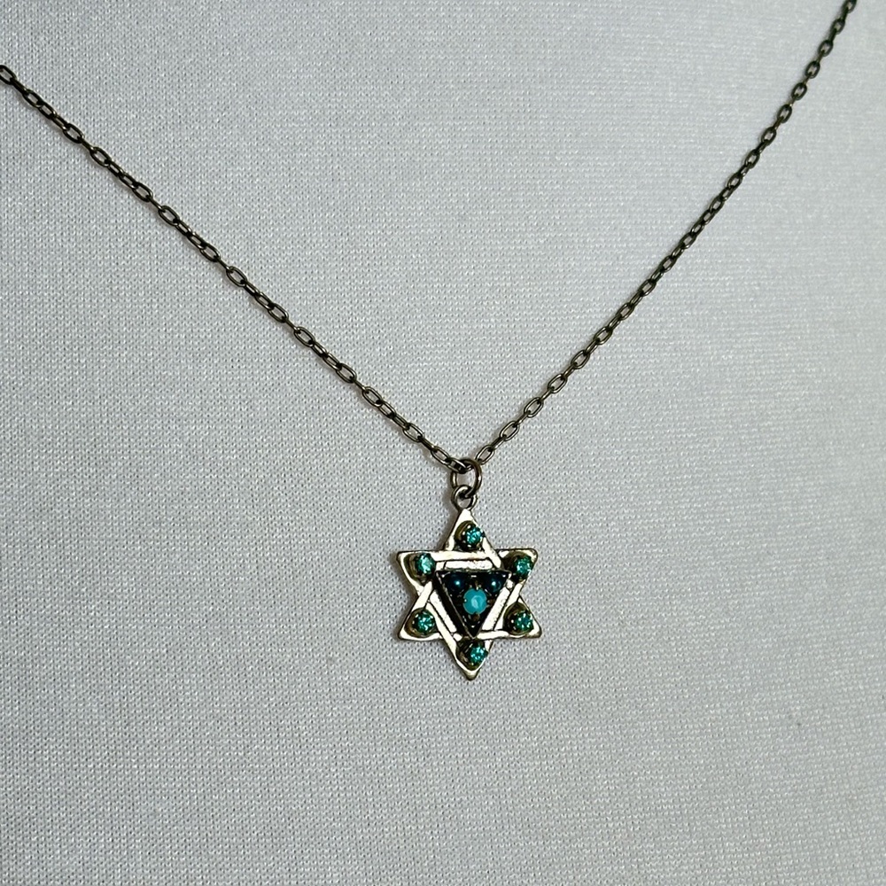 Firefly Jewelry Star of David Blue Stone Accent Rhinestone Necklace